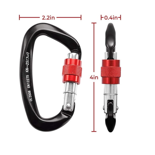 Amdohai Mousqueton de Verrouillage 24KN, Mousqueton Auto-Verrouillage Robuste, Boucle en D pour Extérieur, Escalade, Rappel, Canyoning, Hamac, Clip de Verrouillage