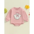 thumbnail image 2 of Infant Baby Girls Halloween Outfits Ghost Letter Long Sleeve Sweatshirt Romper Bodysuit Fall Holiday Clothes 0-24M, 2 of 8