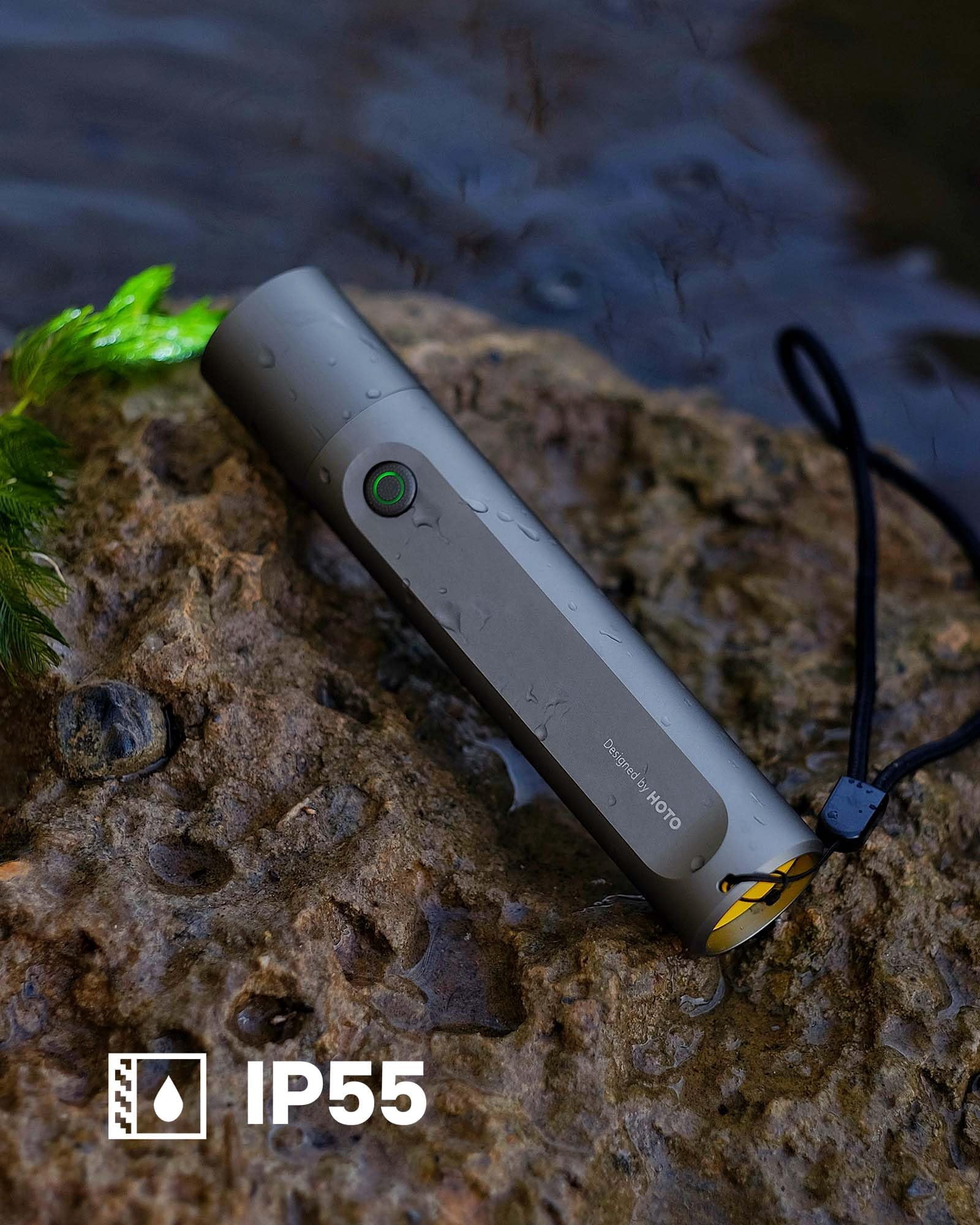 HOTO Flashlight Fit, LED Rechargeable, Usb-C Charging, 3 Modes, Up to 24 Hours, 1500mAh, 280 Lumens, 656ft, IP55 Waterproof