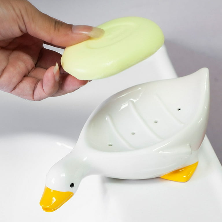 Cute Duck Soap Dish - Cartoon Plastic Drain Soap Box For Bathroom