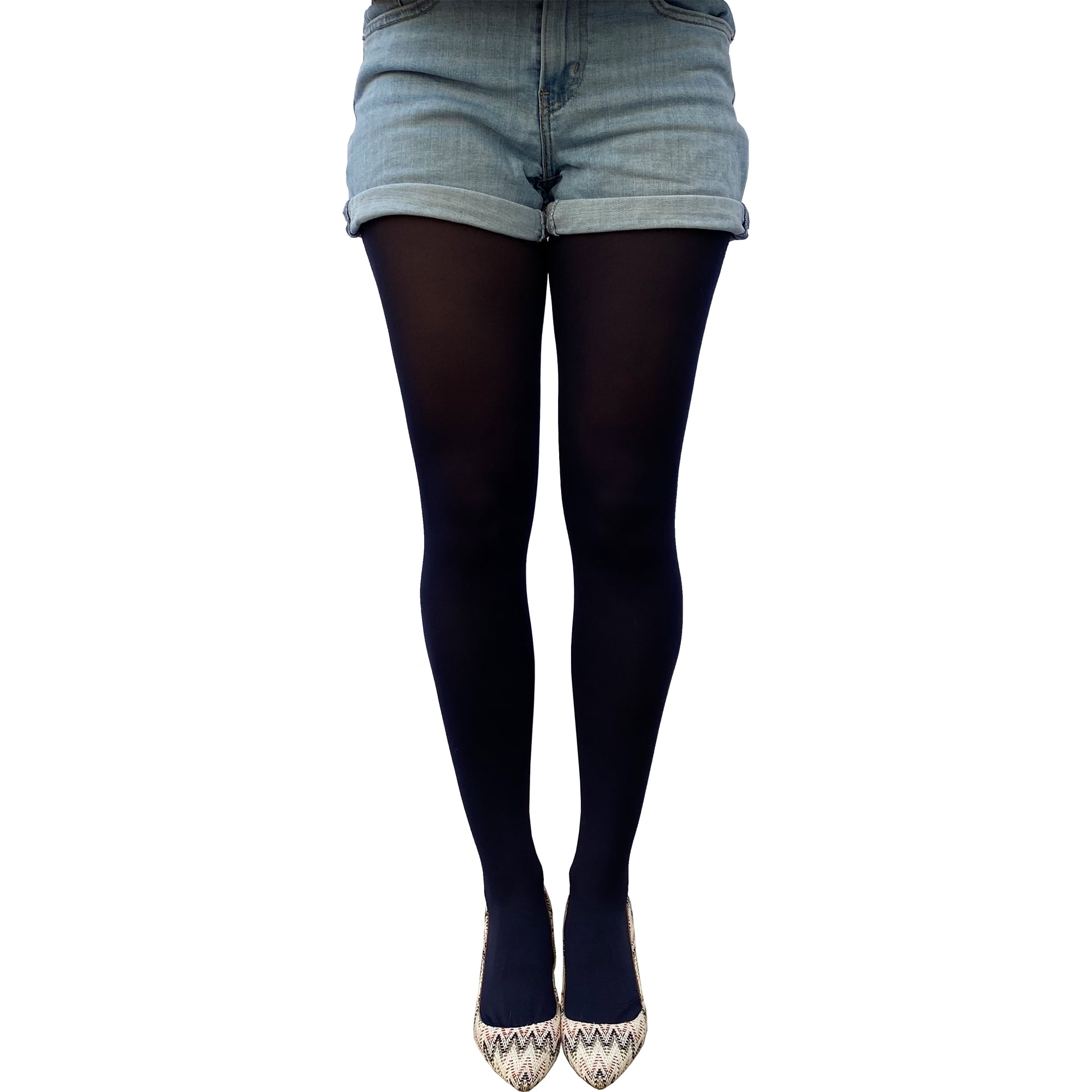 Malka Chic Navy Blue Opaque Full Footed Tights 80D, Pantyhose for