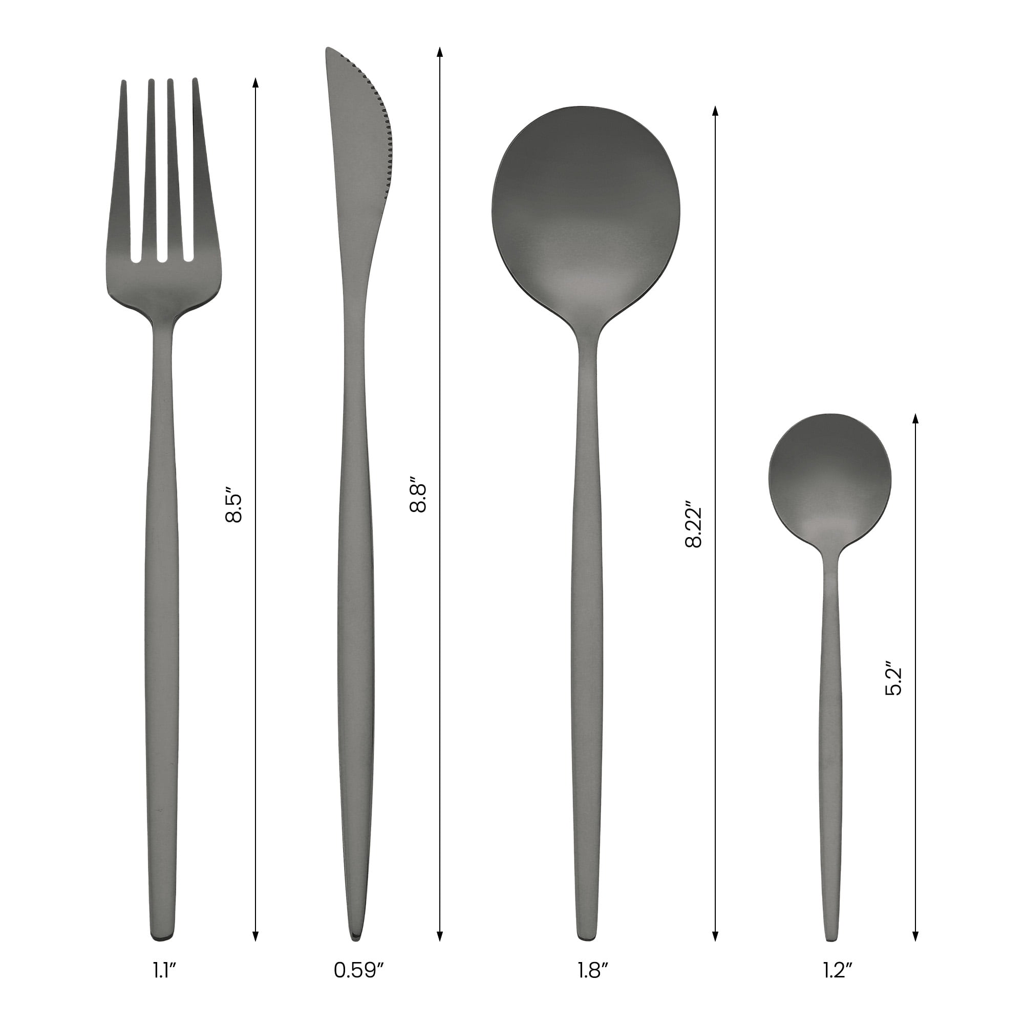 Unique Bargains 16 Pcs Silverware Set Stainless Steel Flatware Sets Black