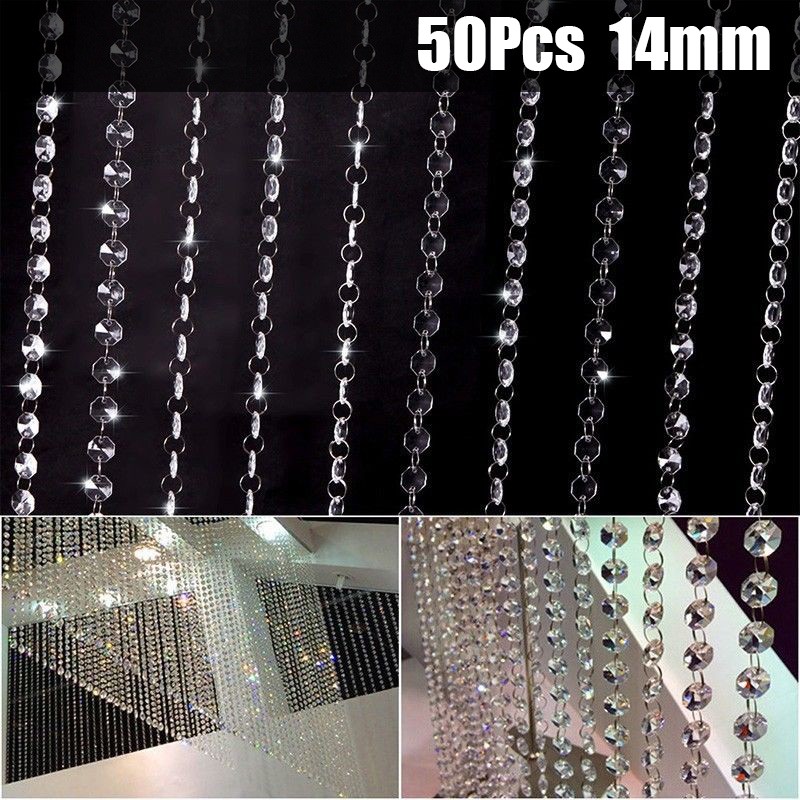 GLFILL 50X 14mm Glass Crystal Bead Chandelier Curtain Wedding Hanging Drop Wedding Deco - image 3 of 7