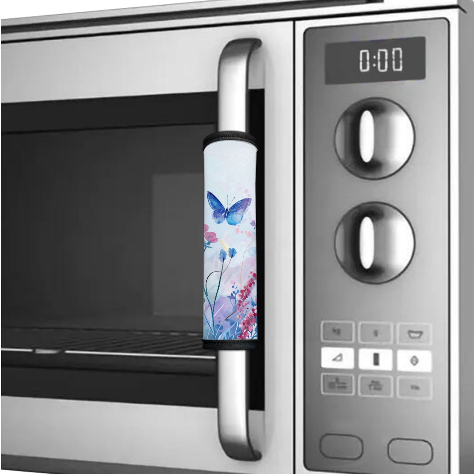 SEANATIVE 6 PCS Refrigerator Door Handle Covers Washable Kitchen Appliance Decors Door Cloth Protector for Fridge, Microwave, Oven, Kitchen Cabinet, Dish Washer, Butterfly Floral Light Blue