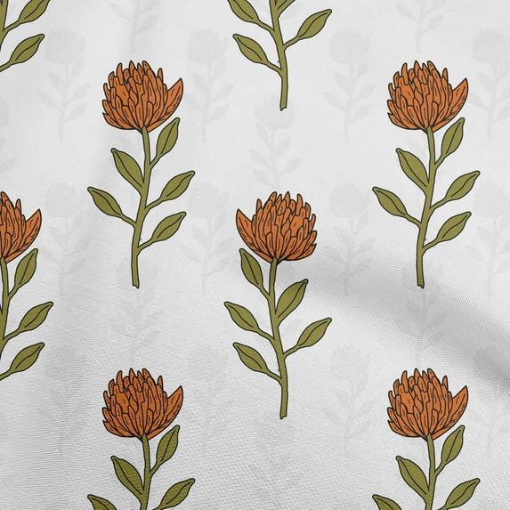 oneOone Polyester Spandex Orange Fabric Floral Dress Material Fabric Print Fabric By The Yard 56 Inch Wide