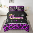 thumbnail image 2 of Castle Fairy Teens Queen Crown Twin Bedding Sets 7-Piece,Bling Butterflies Cheetah Print Bedding Comforter Set Microfiber,Black Purple Breathable Sheet Sets,Breathable Home Decor,Reversible, 2 of 8