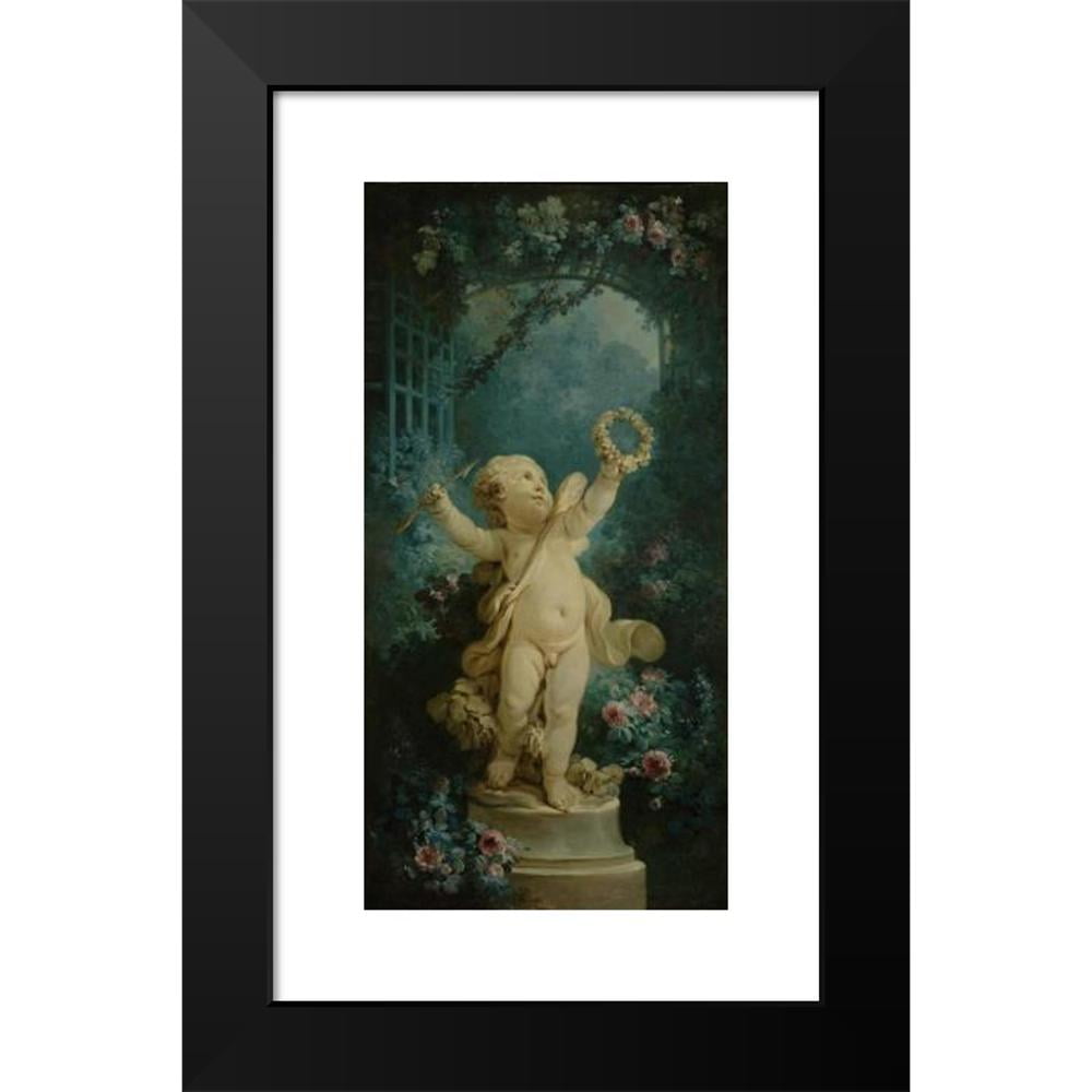 Jean-Honoré Fragonard 9x14 Black Modern Framed Museum Art Print Titled - The Triumphant Love (1765 - 1770)