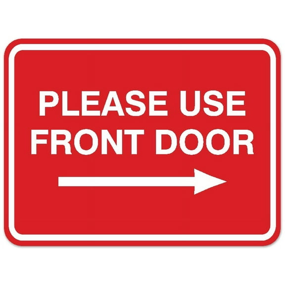 Signs ByLITA Classic Framed Please Use Front Door Right Sign - Easy Installation | Durable Material (Red) - Large