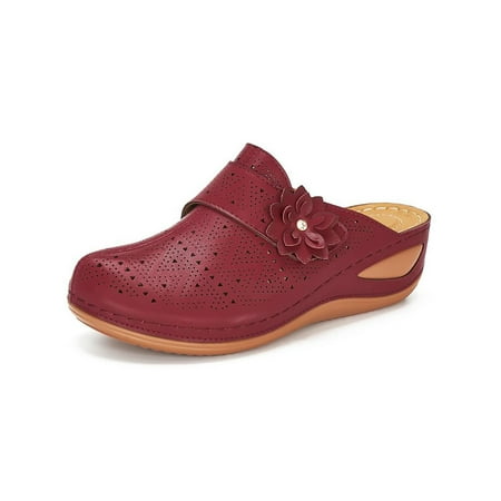 

Difumos Ladies Lightweight Wedge&platform Summer Sandals Non-slip Closed Toe Mules Casual Comfortable Flower Wedge Shoes