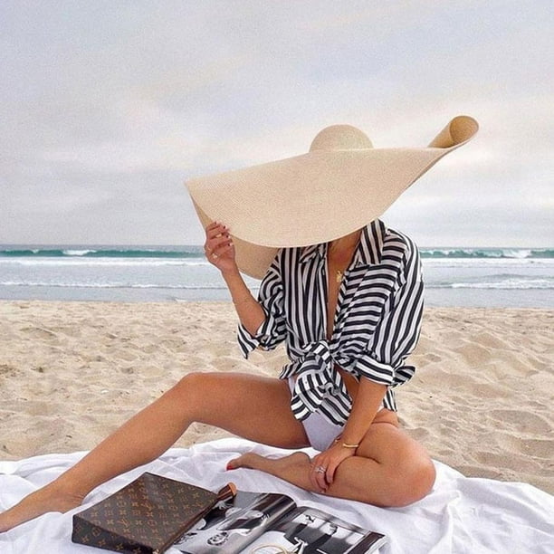 Floppy Straw Sun Hat Oversized Beach Straw Hats Oversized Beach Straw Hats  For Women Floppy Straw Sun Hat Women's Wide Brim Straw Hat Packable Beach