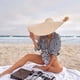 thumbnail image 3 of Sombrero de paja de ala ancha para mujer, sombreros de paja de playa de gran tamaño, sombreros de paja de playa de gran tamaño, sombrero de paja flexible para el sol, compacto y liviano, 3 of 9