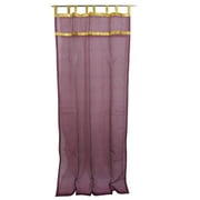 Mogul 2 Curtains Sheer Self Design Purple Golden Tabs Window Treatment 48"x96"