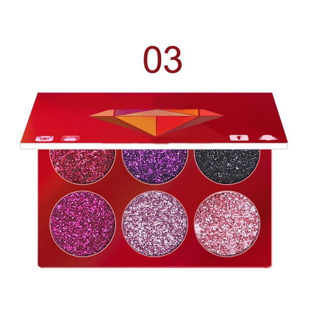 Paleta De Polvo De Sombra De Ojos Con Brillo Sombra De Ojos Paleta De Polvo De Sombra De Ojos Con Brillo De 6 Colores Sombra De Ojos Altamente Pigmentada Paleta De Maquillaje De ANGGREK Glitter Eyeshadow Powder Palette