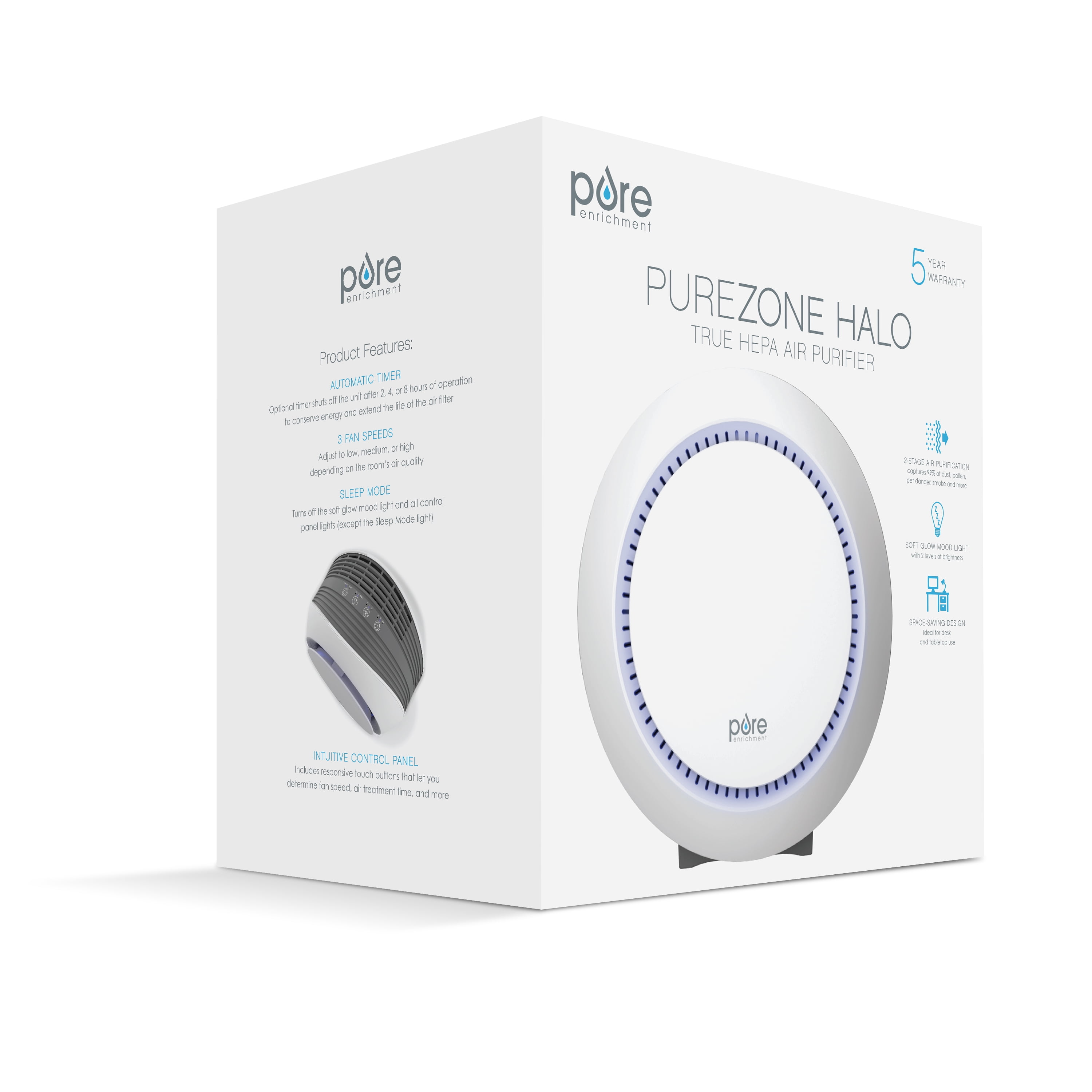 Pure Enrichment PureZone Halo 2in1 True HEPA Air Purifier for Home