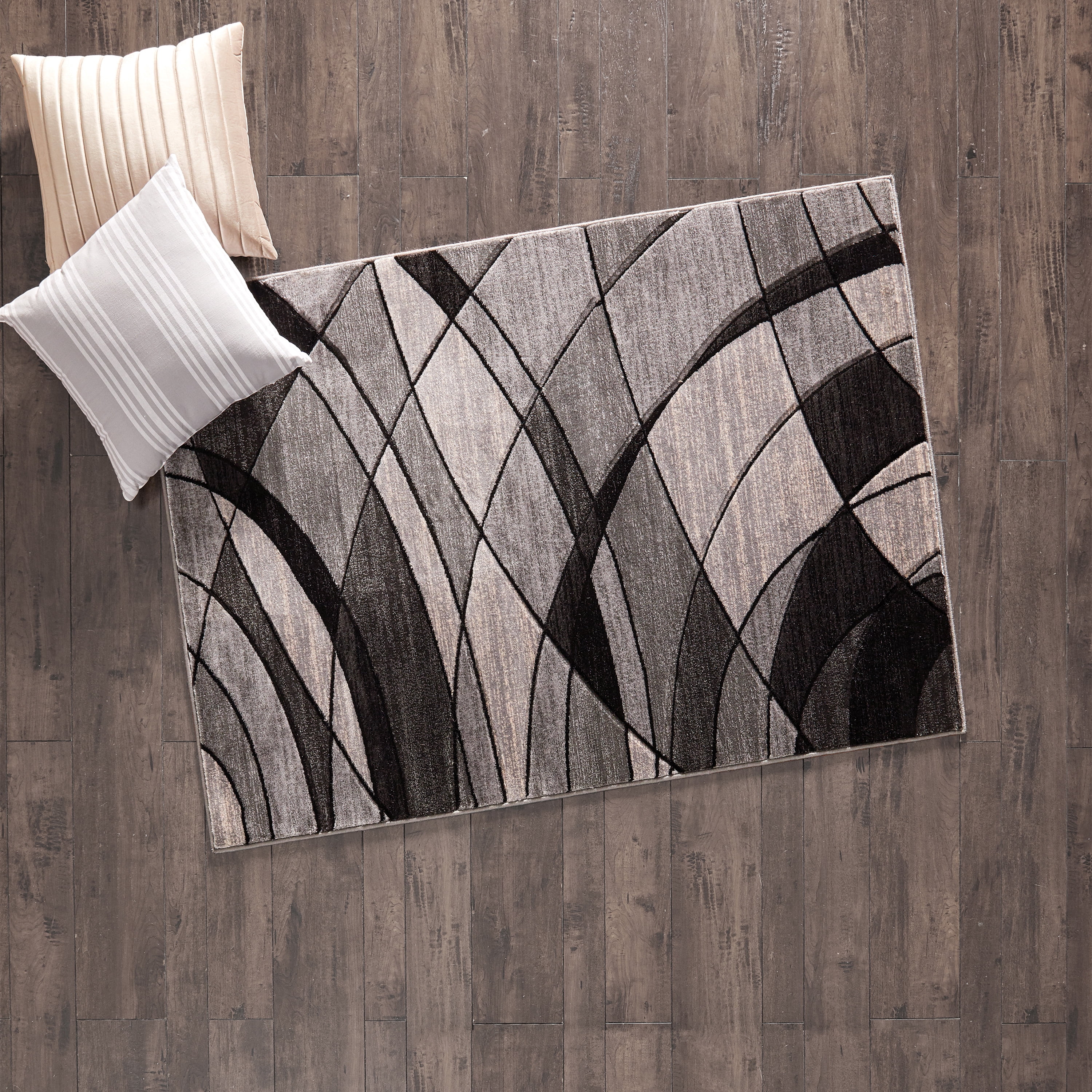 (2 pack) Better Homes & Gardens Gray Abstract Indoor Area Rug, 4'x5'4"