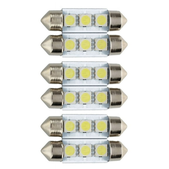 6X C5W 3 LED SMD 5050 36mm Xenon White Bulb Plate Festoons Dome Ceiling Lamp Car Light