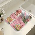 thumbnail image 4 of Yayeee Dish Drying Mat for Kitchen Counter 16" x 18" Microfiber Super Absorbent Coffee Decorative Pad, Pink Christmas House, 4 of 9