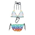 thumbnail image 5 of Suhoaziia Womens Swimsuits 2 Piece Set Halter Neck Top Swimwear Triangle Bathing Suit for Women Girls,Love Colorful Stripe Breathable Sexy Bikini Underwear Size M, 5 of 6