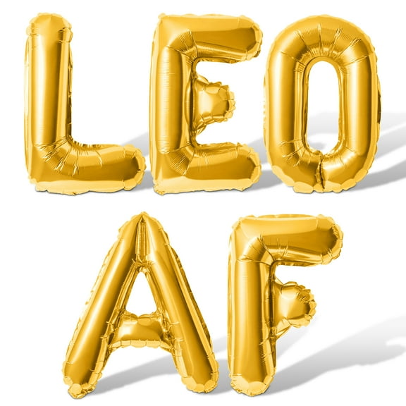 Letter Balloons - LEO AF 16" Inch Alphabet Letters Foil Mylar Balloon Leo Birthday Party Banner (Gold)
