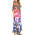 thumbnail image 3 of Sakkas Georgettina Flowy Rhinestone V Neck Long Caftan Dress / Cover Up - Pink / Orange - One Size, 3 of 5