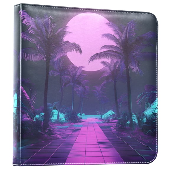 FORMRS 3 Ring Photo Album 4"x6" Self Adhesive Large Capacity PU Leather Cover, Pink Neon Road