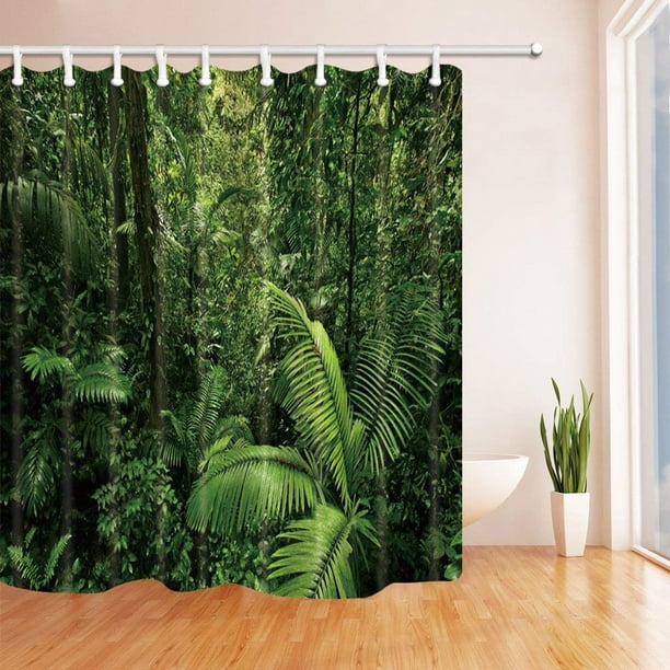 ARTJIA Tropical Rainforest Decor Palm Tree with Leaves Polyester Fabric