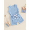 thumbnail image 3 of Biekopu Baby Boys Shorts Set, Sleeveless Tank Top with Elastic Waist Shorts Solid Summer Outfit, 3 of 9