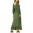 thumbnail image 3 of INSPIRE CHIC Women's Casual Long Sleeve Dress Scoop Neck Smocked Tiered Flowy Fall Long Dresses with Pockets, 3 of 4