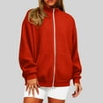 thumbnail image 2 of JPVDPA Waffle Jackets for Women Knit Bomber Jacket Full Zip Up Coats with Pockes Long Sleeve Fall Spring Outerwear Red L, 2 of 6