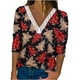 thumbnail image 2 of Puntoco Mujer Navidad Moda Impreso Encaje Manga Larga Blusa Cuello V Casual tops Puntoco Puntoco-7155, 2 of 5