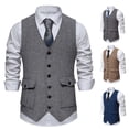 thumbnail image 2 of Chaleco de traje vintage para hombre con bolsillos tridimensionales y botonadura sencilla, 2 of 6