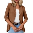 thumbnail image 1 of Women Cardigan Three Quarter Sleeve Solid Color Soft Elastic Casual All Occasions Wear, 1 of 4
