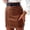 Brown, variant on Women's Studded PU Leather Skirt, High Waist Side Slit Bodycon Pencil Skirt for Street Style, Night Out, and Edgy Fashion Looks, Modern and Bold Design Brown