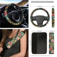 thumbnail image 3 of Yuyamidu Hibiscus Car Seat Covers Set 12 Pack Palm Leaves Front Car Seat Cover Steering Wheel Cover Seat Belt Pads Armrest Pad Trash Bin Sunglass Pocket Rear View Mirror Cover Coasters Keychain, 3 of 7