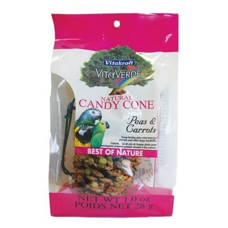 Vitakraft VitaVerde Candy Cone Peas & Carrots Dry Parrot/Large Hookbill Treat, 1 Oz