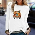thumbnail image 2 of Odeerbi Thanksgiving Shirts For Women Fashion Round Neck Long Sleeve Print Casual T-shirt Blouse White, 2 of 6