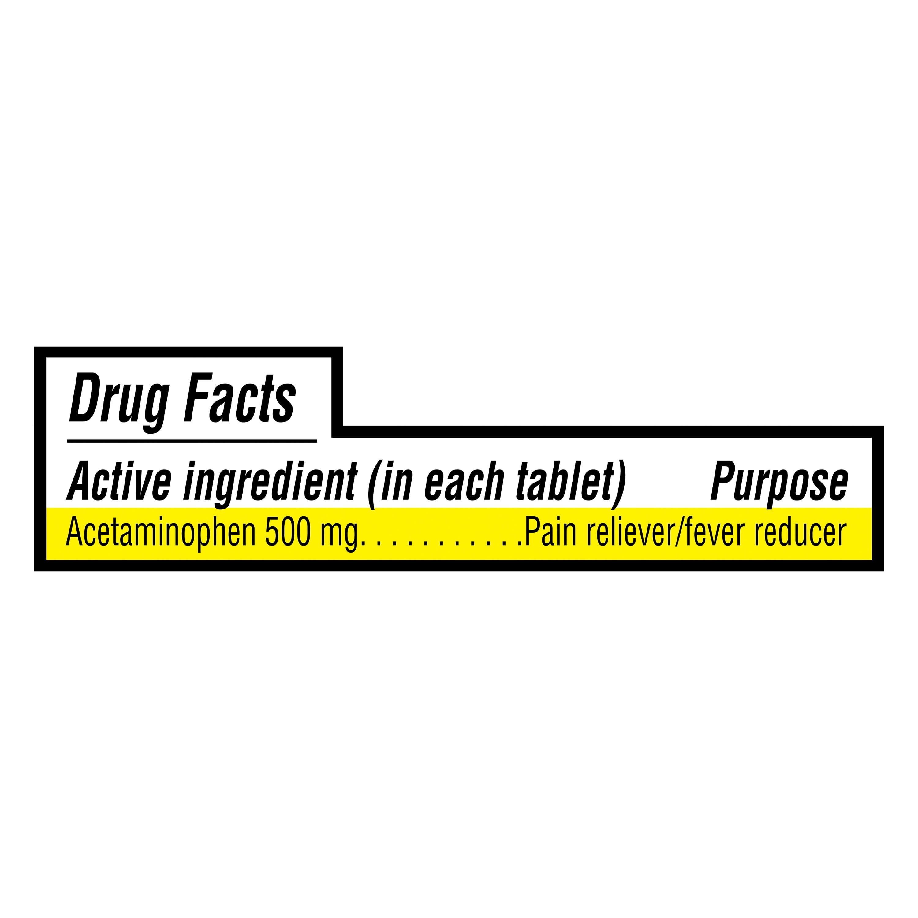 Equate Extra Strength Sweet-Coated Acetaminophen Tablets for Pain & Fever Relief, 500mg, 100 Count