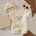 thumbnail image 2 of KPOPLK Newborn Baby Boy Romper Summer Clothes with Baby Hat Cartoon Print Boy Embroidery Jumpsuit Bodysuit Waffle Round Neck Onesie 3 6 12 18 Months(3-6 Months,White), 2 of 7