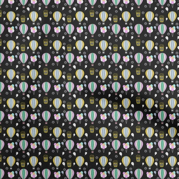 oneOone Cotton Flex Black Fabric Circus Sewing Material Print Fabric By The Yard 40 Inch Wide-aC