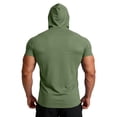 thumbnail image 5 of Trgacdwlo Mens Short Sleeve Hoodie Quick Dry Athletic Shirts for Men Moisture Wicking Sun Protection Hooded Gym Shirts Men Green L, 5 of 8