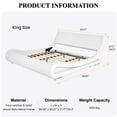 thumbnail image 7 of Sha Cerlin King Size Upholstered Faux Leather Low Profile Sleigh Platform Bed Frame with Adjustable Headboard, Wood Slats Support, White, 7 of 7