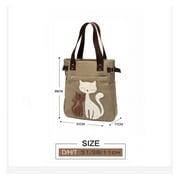 Kaukko Women Canvas Handbag Shoulder Bag Cat Big Tote Bag(KHKAI1)