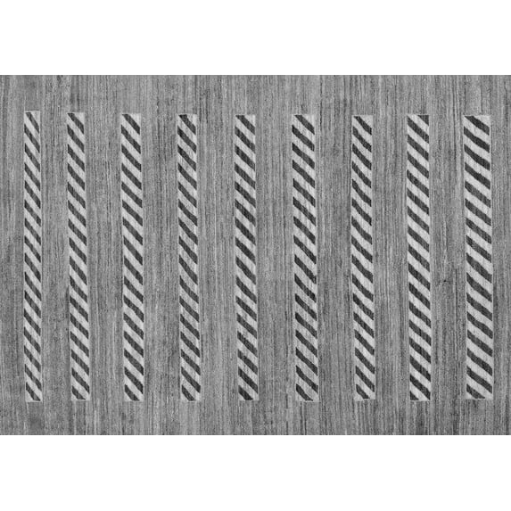 Ahgly Company Machine Washable Indoor Rectangle Abstract Gray Modern Area Rugs, 8' x 10'