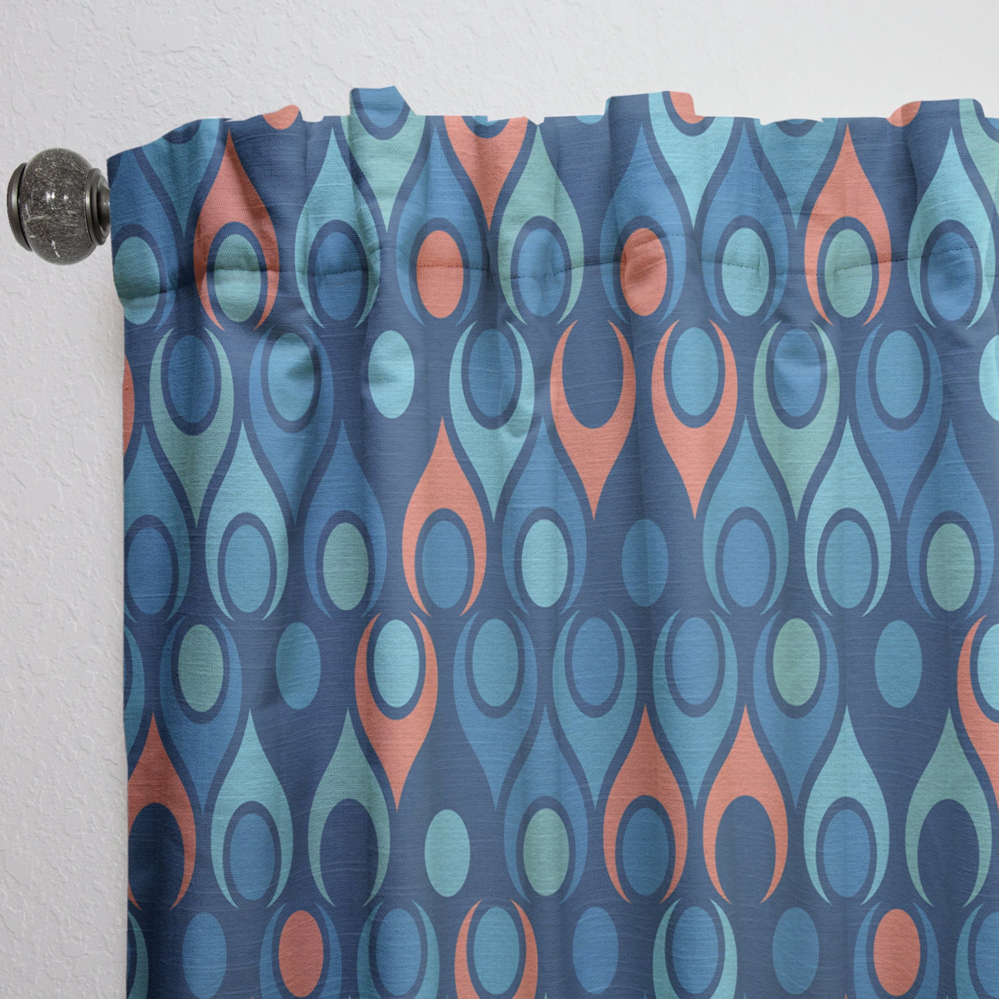 Designart 'Abstract Retro Drops X' Mid-Century Modern Curtain Panel