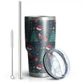 thumbnail image 2 of 30oz Dark Blue Christmas Pattern Tumblers Stainless Steel Tumbler with Lid and Straw,Vacuum Insulated Double Wall Travel Tumbler Cups Mug with Cleaning Brush for Coffee,Tea, 2 of 7