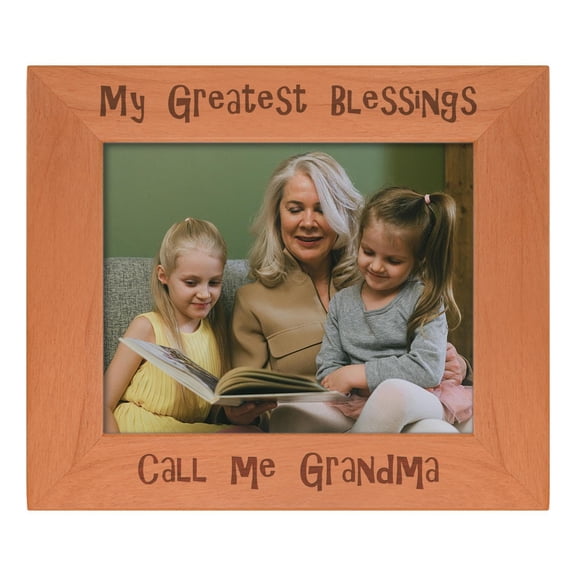 ThisWear Sentimental Photo Frame My Greatest Blessings Call Me Grandma Wood Engraved 8x10 Landscape Picture Frame