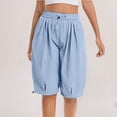 thumbnail image 4 of Sokhug Women's Capri Pants Elastic Waist Drawstring Summer Solid Cropped Balloon Pants with Side Pockets, 4 of 8