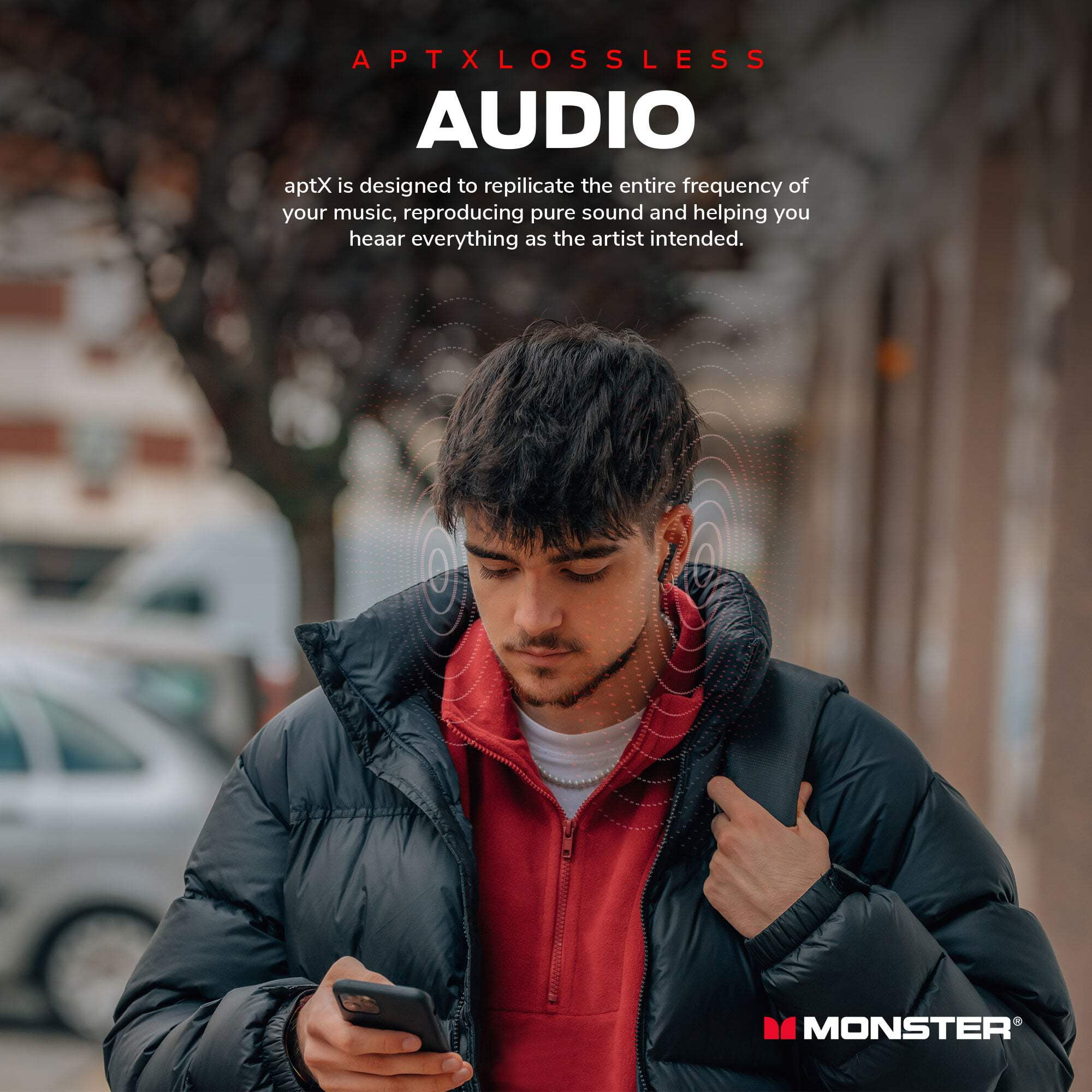 Monster DNA Go Wireless Earbuds, aptX Lossless Audio, Clear Voice Capture, IPX5 Water Resistance, Fast Charging Case