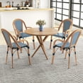 thumbnail image 1 of Gymax Outdoor French Bistro Chairs 4 PCS w/ Armrests Galvanized Metal Frame Blue & White, 1 of 9