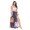 thumbnail image 2 of FORMRS Womens Long Sarong Beach Wrap Semi-Sheer Bikini Skirt Bathing Swimsuit Cover Up, Halloween Orange Ghosts, 2 of 7